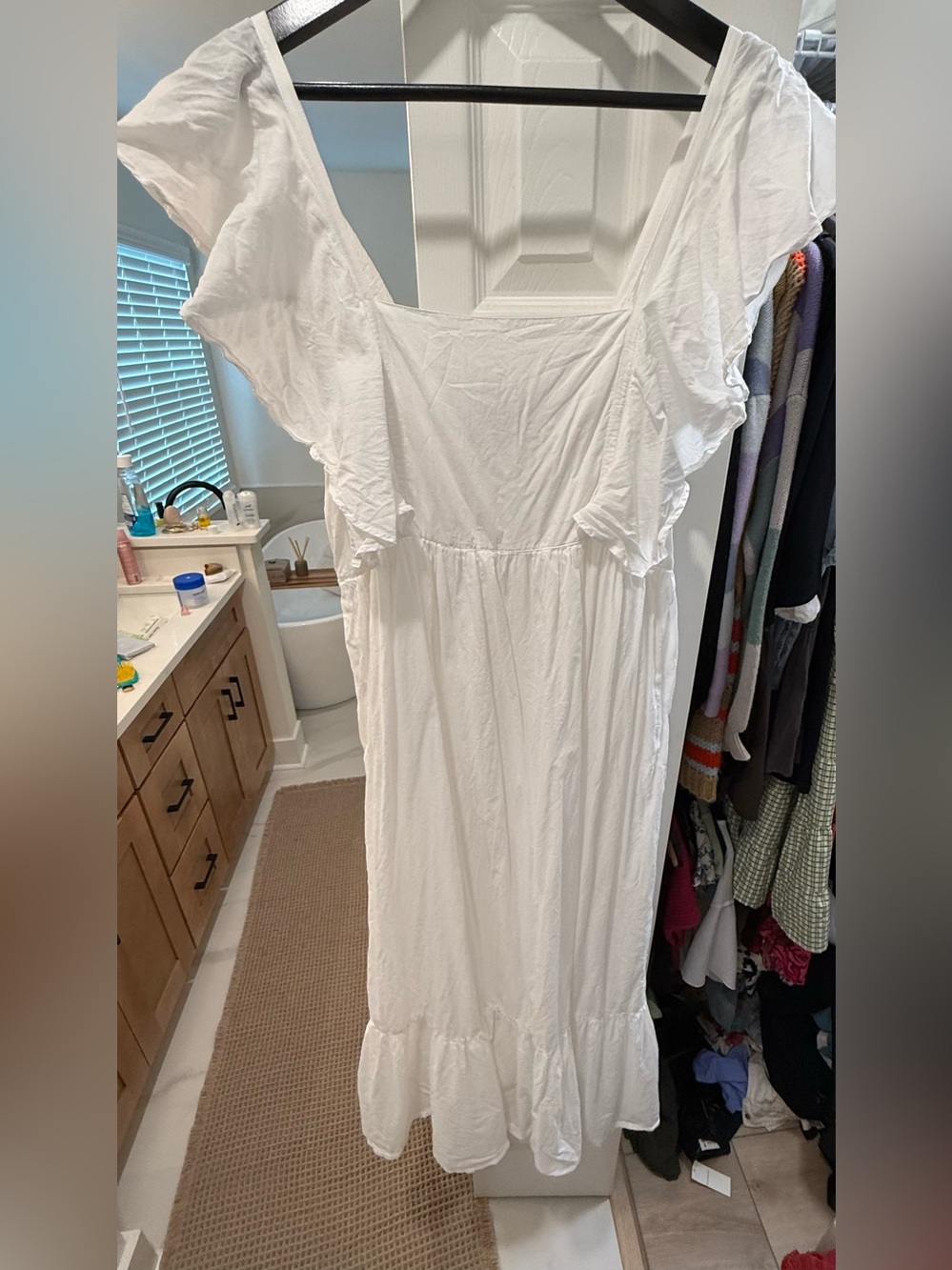 Madison Mathews White Ruffle-Sleeve Maxi Dress - Women's Summer Dress
